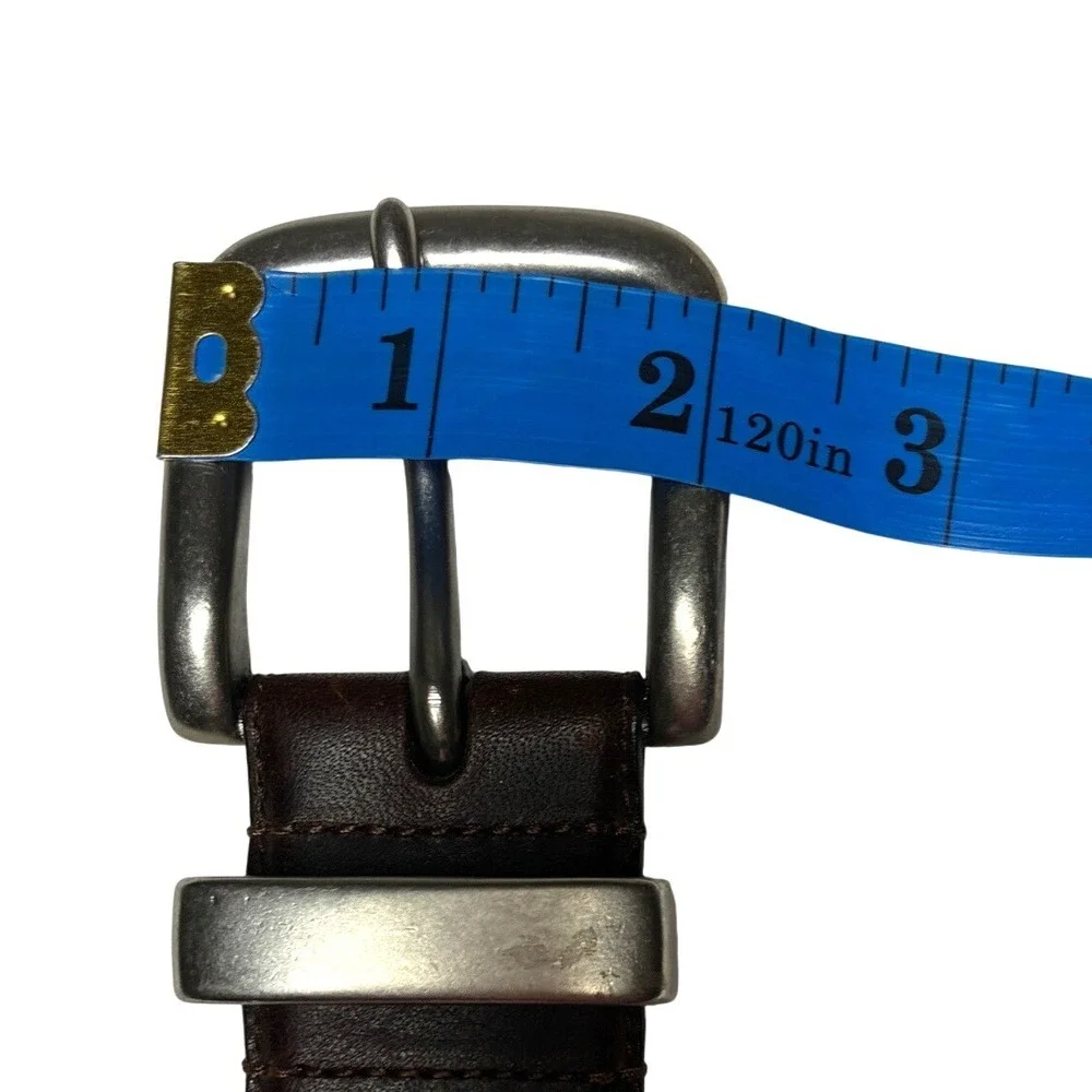 Lauren Ralph Lauren Brown Leather Belt Distressed Silver Buckle Size 42